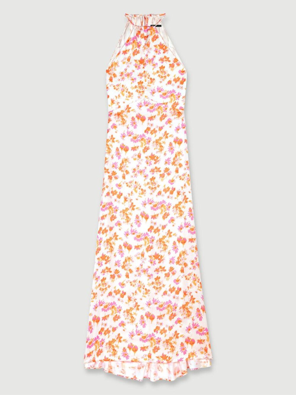 MAJE Rispring Maxi Dress Luxe Floral Airy Satin Halter Gown Party Flowy Stunner - Picture 8 of 16